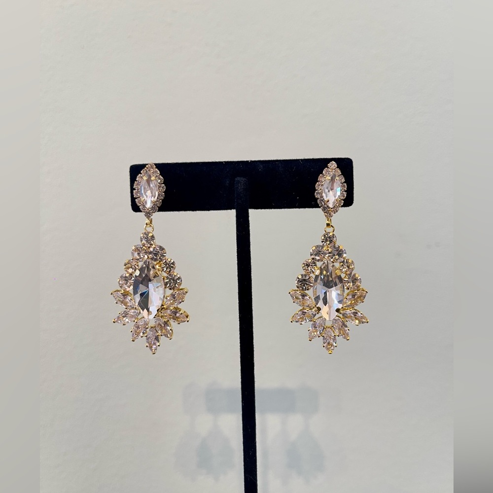 Elegant Gold and Silver Crystal Drop Earrings